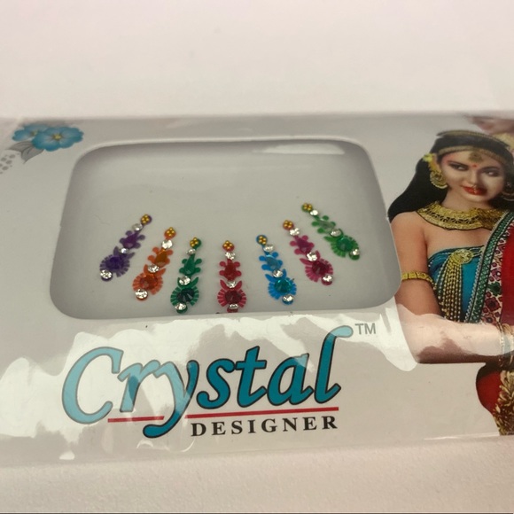 7 Multicolored Long Forehead Bindis - Picture 3 of 6